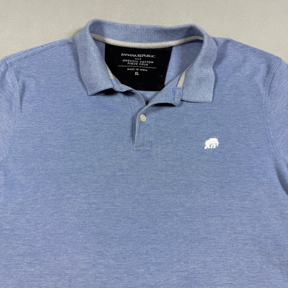 Banana Republic Polo Mens XL Blue Organic Cotton Pique‎ Elephant Logo Excellent